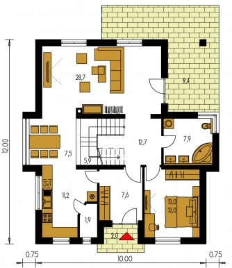 Mirror image | Floor plan of ground floor - KLASSIK 160